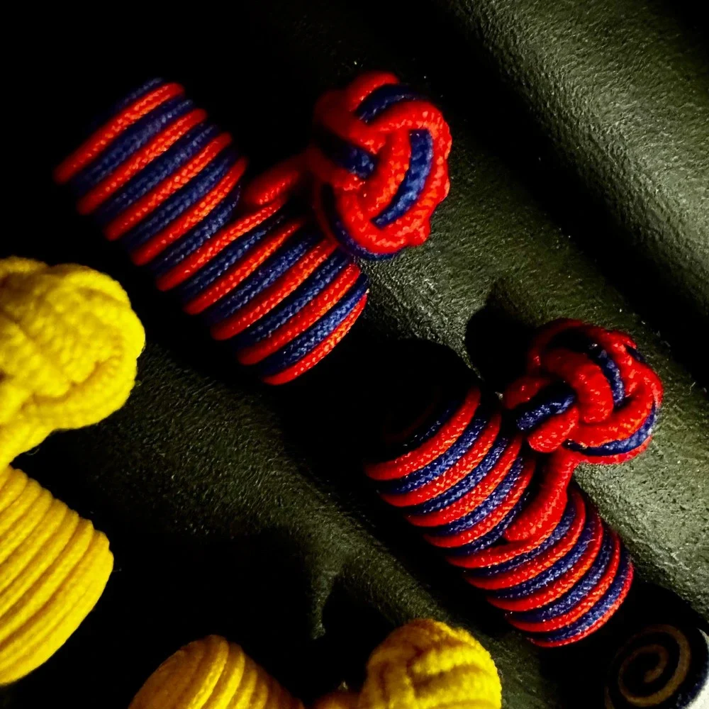 Silk Barrel Knot Cufflinks Lot of 4 Pairs Multicolor Stripe Solid Wedding French